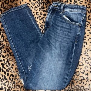 KanCan Blue Straight Leg Jeans with Faded Distressing